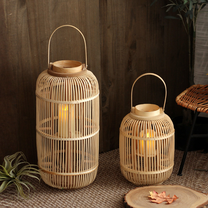 Lámpara de viento de bambú hec - Candle Holder Decor reseña y precio